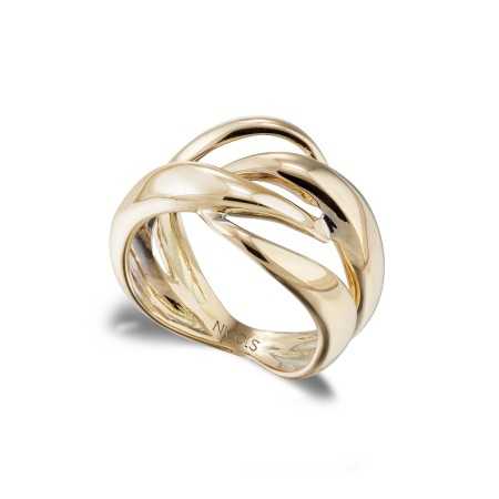 Ring Sculptural Gold Double Cross Band Yellow Gold