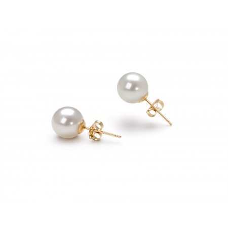 Yellow Gold Cultured Pearl Earrings 5mm-10mm