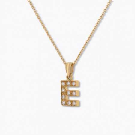 LETTER E Initial Necklace DIAMONDS