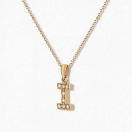 LETTER I Initial Necklace DIAMONDS