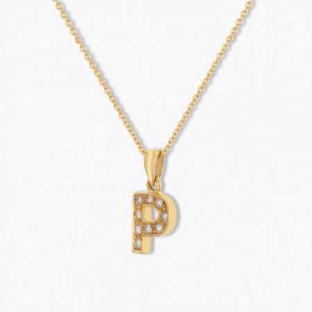 Initial P Letter Necklace DIAMONDS