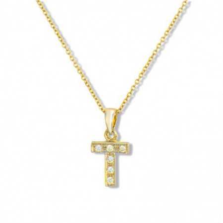 Initial Necklace T LETTER DIAMOND