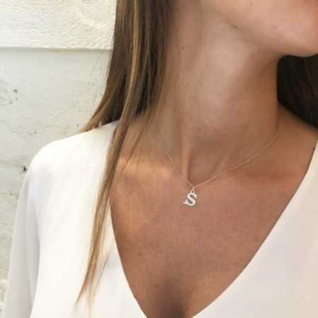 Initial necklace S DOT DIAMOND