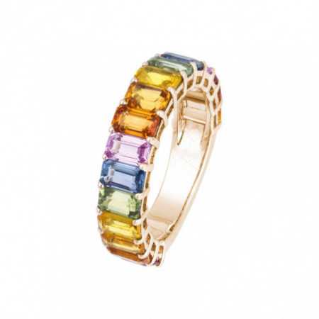 Sapphires Ring Rose Gold colors RAINBOW