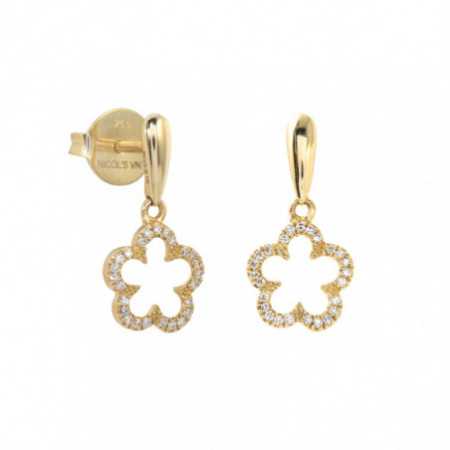 Gold and Diamond Hollow Flower Earrings LITTLE DETAILS. Semi-long earrings in the shape of a flower silhouette. They are made of