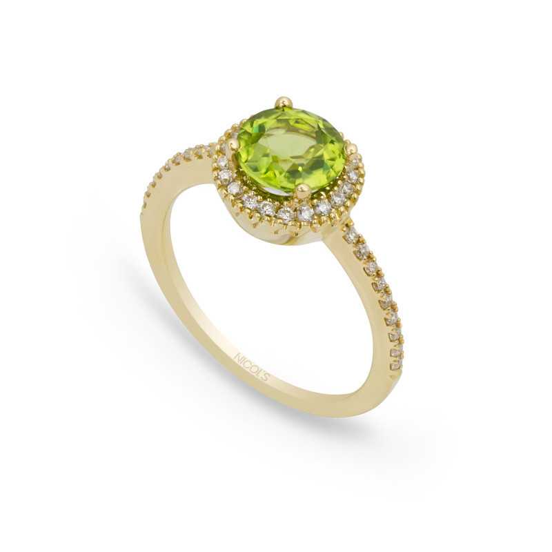 Prism Jewel 0.30Ct Round Green Diamond With Diamond Anniversary Ring