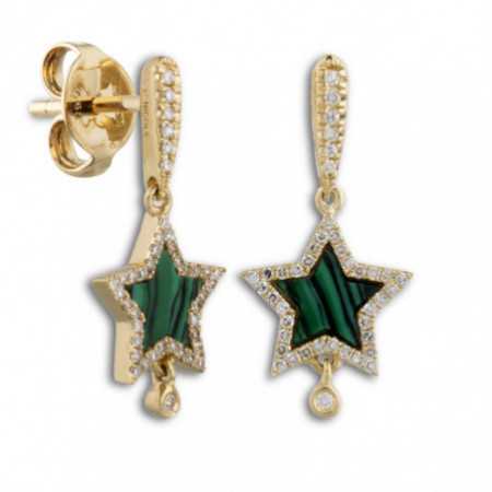 Gold earrings Malachite OPAQUE STONES