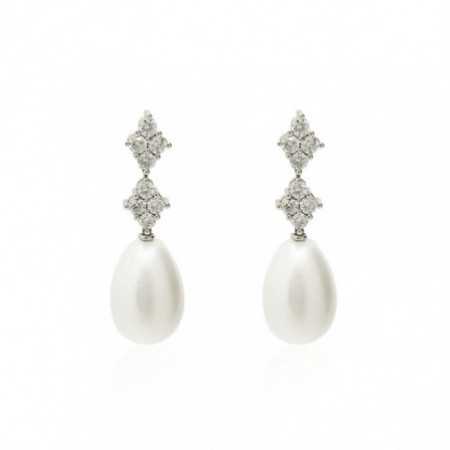 Diamond and Pearl Earrings DOUBLE ROMBO