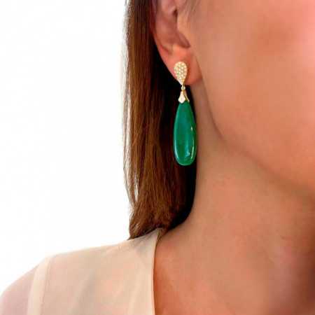 Cheap Gold Color Princess Cut Green Stone Stud Earrings Square Emerald Cut  Ear Studs Wedding Jewelry for Women | Joom