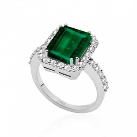 Emerald Ring 3.88ct White Gold SUNSET RECTANGLE