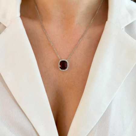 Garnet Necklace 6.90ct White Gold SUNSET SQUARE