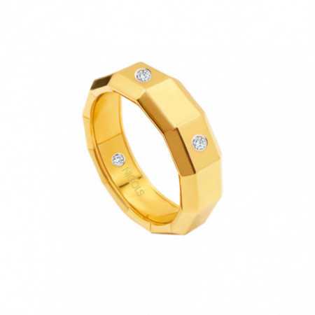 Man Ring Yellow Gold Diamond 5mm ZEUS