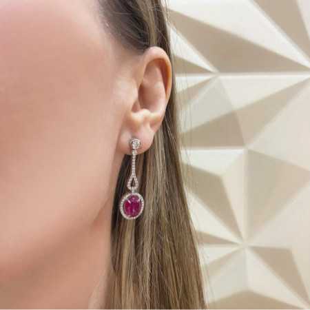 Gold earrings, Diamond Ruby ROYAL JEWELS