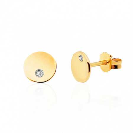 Yellow Gold Diamond Circle Earrings ALWAYS