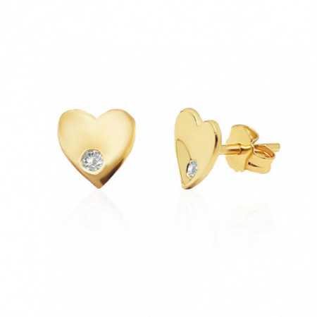 Yellow Gold Diamond Heart Earrings ALWAYS