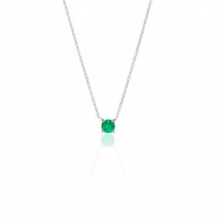 Emerald Pendant 0.20 KATHERINE White Gold and Chain