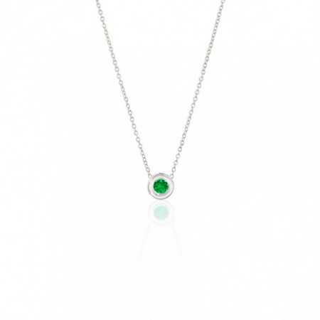 Emerald Pendant 0.20 LADY White Gold and Chain