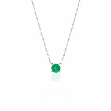 Emerald Pendant 0.50 KATHERINE White Gold and Chain