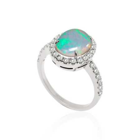 Opal Ring and CABOCHON Diamonds