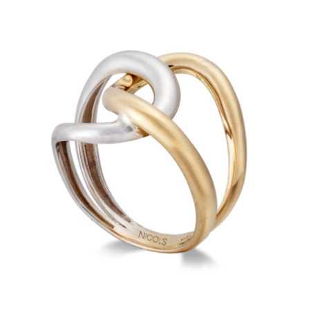 KNOTTED WAVE Ring Yellow and White Gold