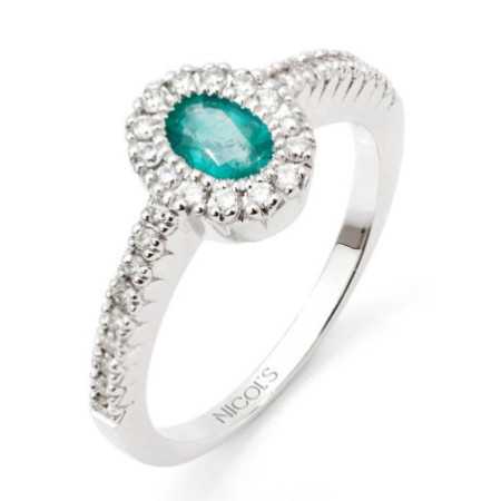 Anillo Esmeraldas y Diamantes Diamond Color Orla Oval