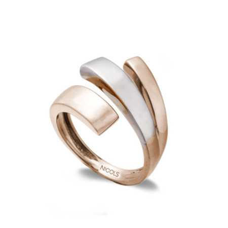 Ring TRIBAND SQUARE Rose Gold and White Gold