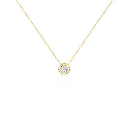 Diamond Necklace LADY 0.10-0.50ct Solitaire Yellow Gold