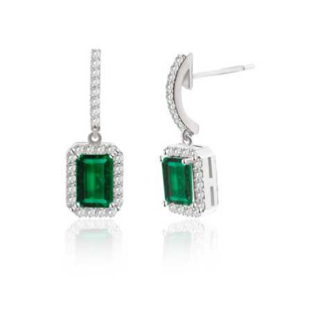 Emerald Earrings 1.45ct White Gold SUNSET RECTANGLE