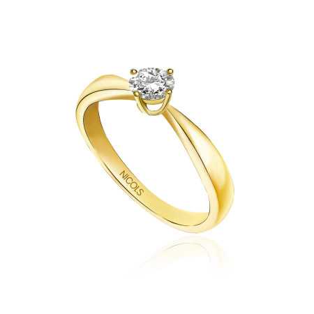 Jackie Twisted Yellow Gold (18Kt) Engagement Ring with Diamond 0.10-0.50ct