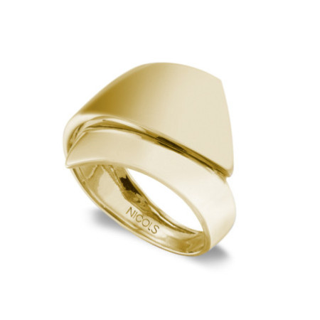 Gold Ring Elegance Double Band Flat Peaks