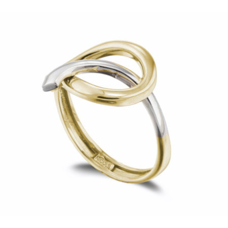 Ring Sculptural Gold Fine Wave Whiplash Concave Yellow and White Gold