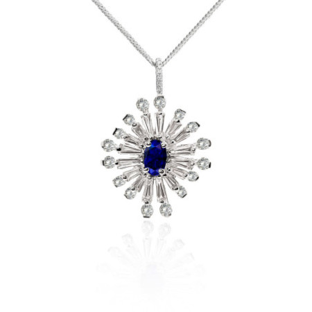 Diamond and Sapphire Snowflake Pendant