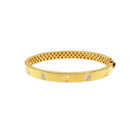 Gold Bracelet Screws and diamonds Harmony 6mm