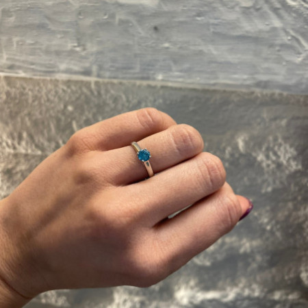 Megan Solitaire Ring Blue Zircon 0.70ct White Gold (18kt)