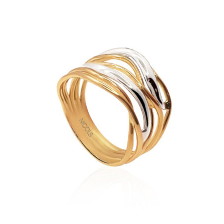 Minimalist Gold Ring 7 Interlocking Wavy Bands