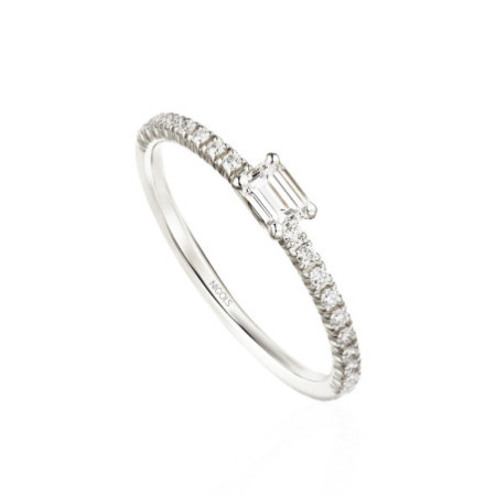 DELPHINA Diamond Ring 0.18 Emerald Cut White Gold