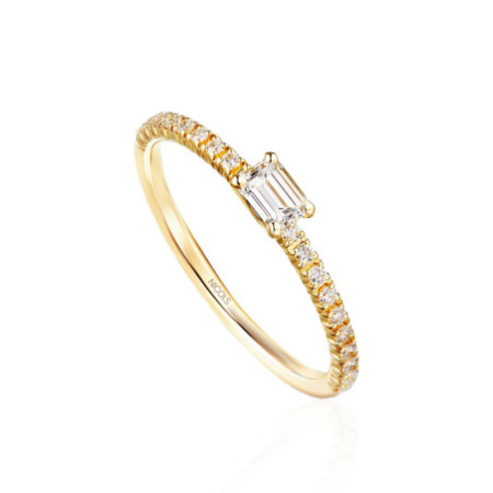 DELPHINA Diamond Ring 0.18 Emerald Cut Yellow Gold