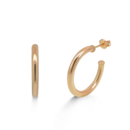 Pink Gold Hoop Earrings 25mm