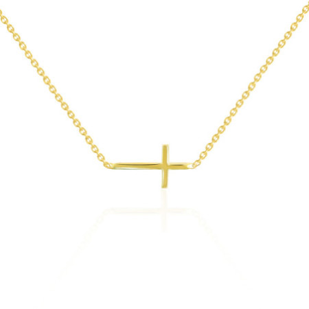 Yellow Gold Tucked Cross Necklace