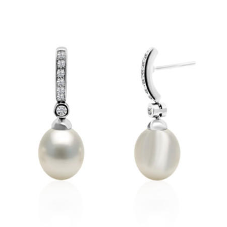 Pearl and Diamond Earrings Bride Serenity 0.28
