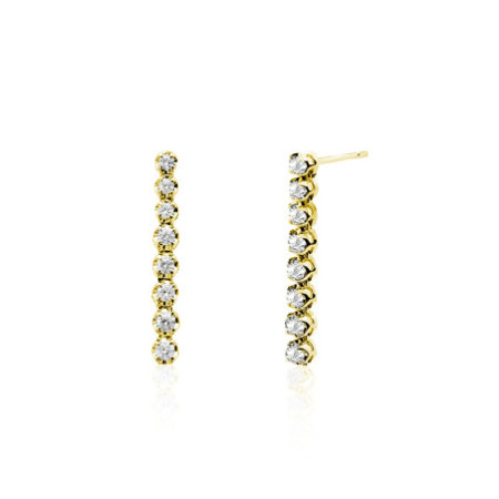 Long Diamond Earrings 0.55Ct Riviere Yellow Gold