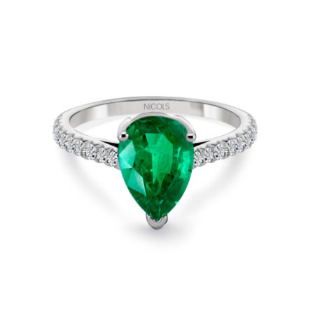 Emerald Pear and Diamond Ring 1.92