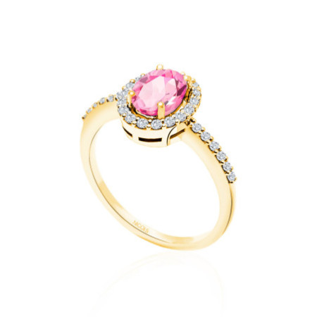 Dahlia Sunset Pink Sapphire Ring 1.20Ct Yellow Gold