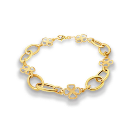 Yellow Gold Women's Slave Bracelet with 5 Clover Links