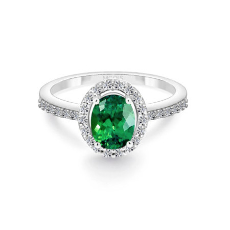 Emerald Dahlia Sunset Ring 1.00 White Gold