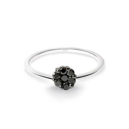 Camellia Black Diamond Ring 0.11