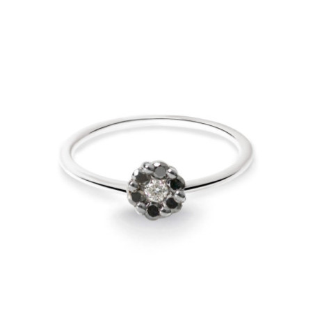 Camellia Black and White Diamond Ring 0.11