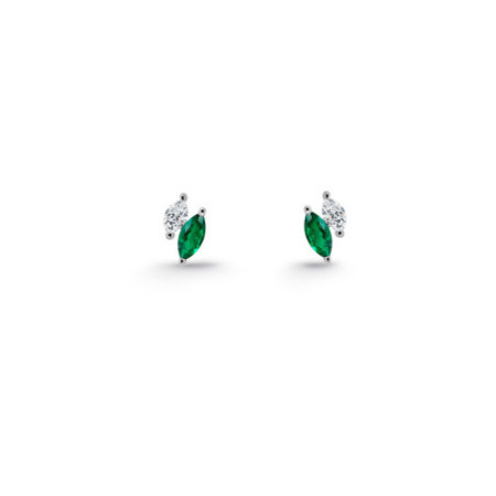 Marquise Climbing Earrings Diamonds and Emeralds