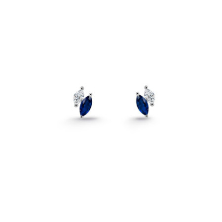 Marquise Diamonds and Sapphires Climbing Earrings