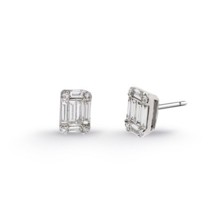 MINERVA Diamond Earrings 0.40 Square Studs
